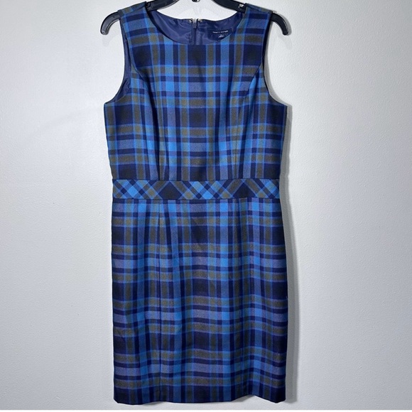 💙Tommy Hilfiger Navy and Blue Plaid Midi Dress - Picture 2 of 14